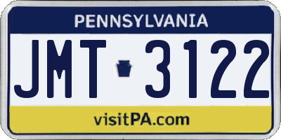 PA license plate JMT3122