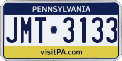 PA license plate JMT3133