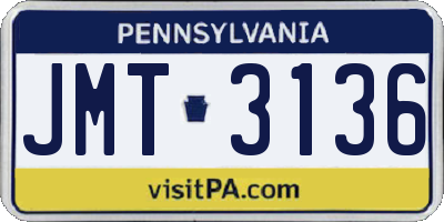 PA license plate JMT3136