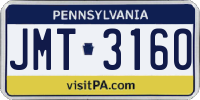 PA license plate JMT3160