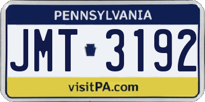 PA license plate JMT3192