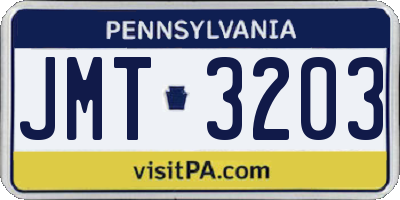 PA license plate JMT3203