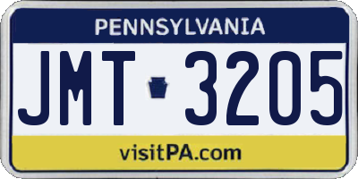 PA license plate JMT3205