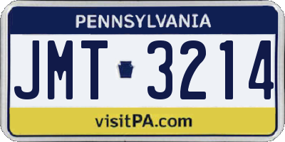 PA license plate JMT3214