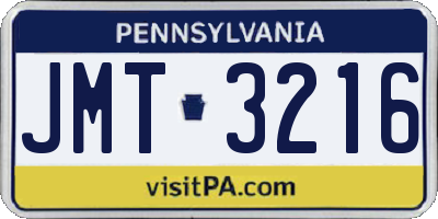 PA license plate JMT3216