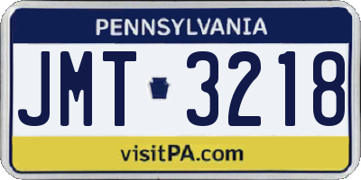 PA license plate JMT3218