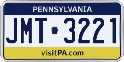 PA license plate JMT3221