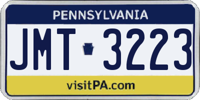 PA license plate JMT3223