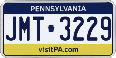 PA license plate JMT3229