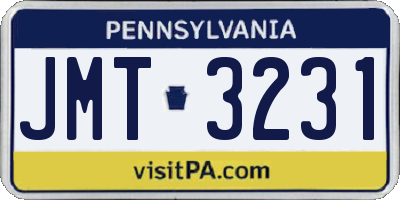 PA license plate JMT3231