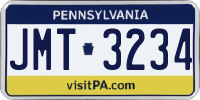 PA license plate JMT3234