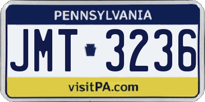 PA license plate JMT3236