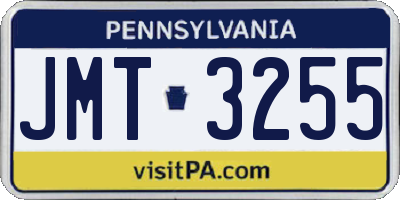PA license plate JMT3255