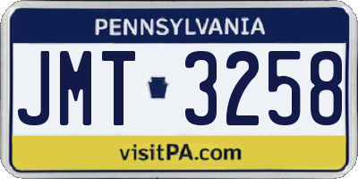 PA license plate JMT3258
