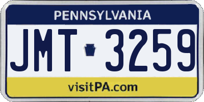 PA license plate JMT3259