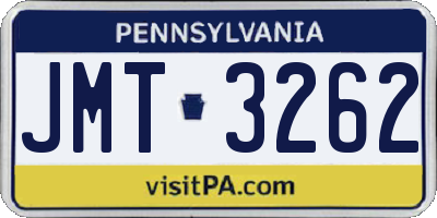 PA license plate JMT3262