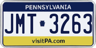 PA license plate JMT3263