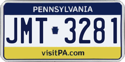 PA license plate JMT3281