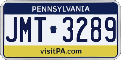 PA license plate JMT3289