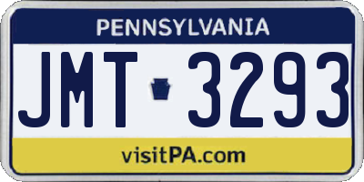 PA license plate JMT3293