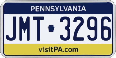 PA license plate JMT3296