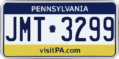PA license plate JMT3299