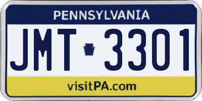 PA license plate JMT3301