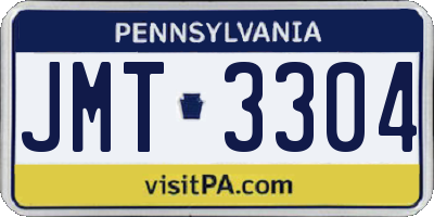 PA license plate JMT3304