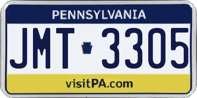 PA license plate JMT3305