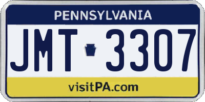 PA license plate JMT3307