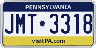 PA license plate JMT3318
