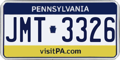 PA license plate JMT3326