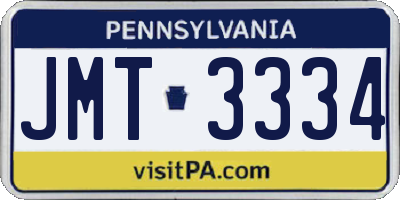 PA license plate JMT3334
