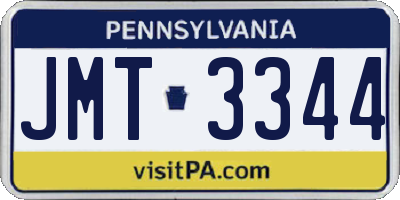 PA license plate JMT3344