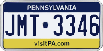 PA license plate JMT3346