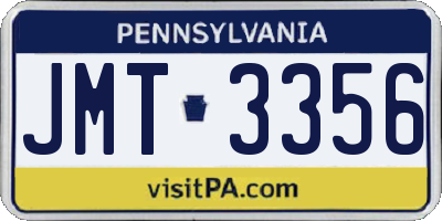 PA license plate JMT3356