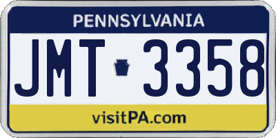 PA license plate JMT3358