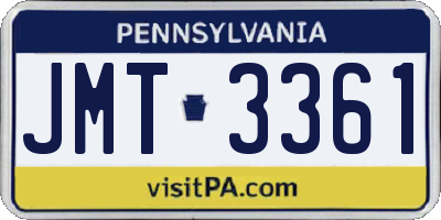 PA license plate JMT3361