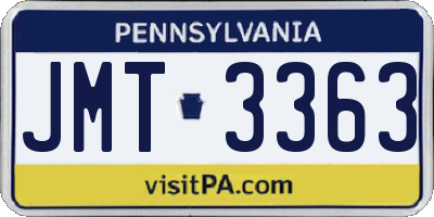 PA license plate JMT3363