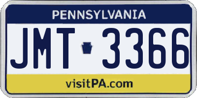PA license plate JMT3366