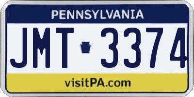 PA license plate JMT3374