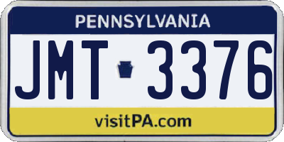 PA license plate JMT3376
