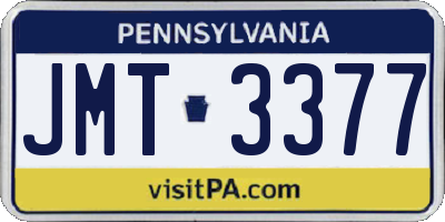 PA license plate JMT3377