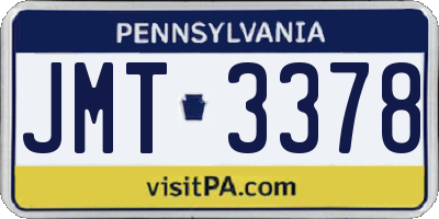 PA license plate JMT3378