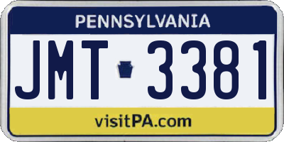 PA license plate JMT3381