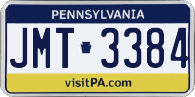 PA license plate JMT3384