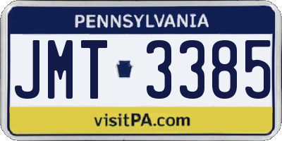 PA license plate JMT3385