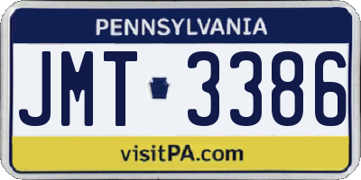 PA license plate JMT3386