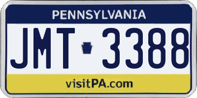 PA license plate JMT3388