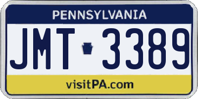 PA license plate JMT3389